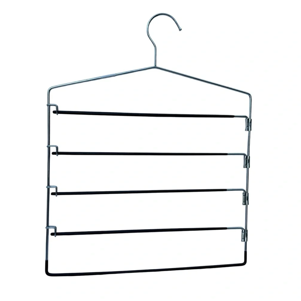 2 Metal No Slip PANT HANGERS Swing Arm 5 Tier Closet Organizer Space-saver